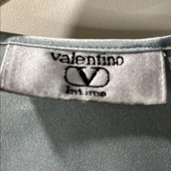 Valentino Intimo Green Satin Chiffon 2 Pc Chemise and Robe. NWOT vintage. - Picture 2 of 13